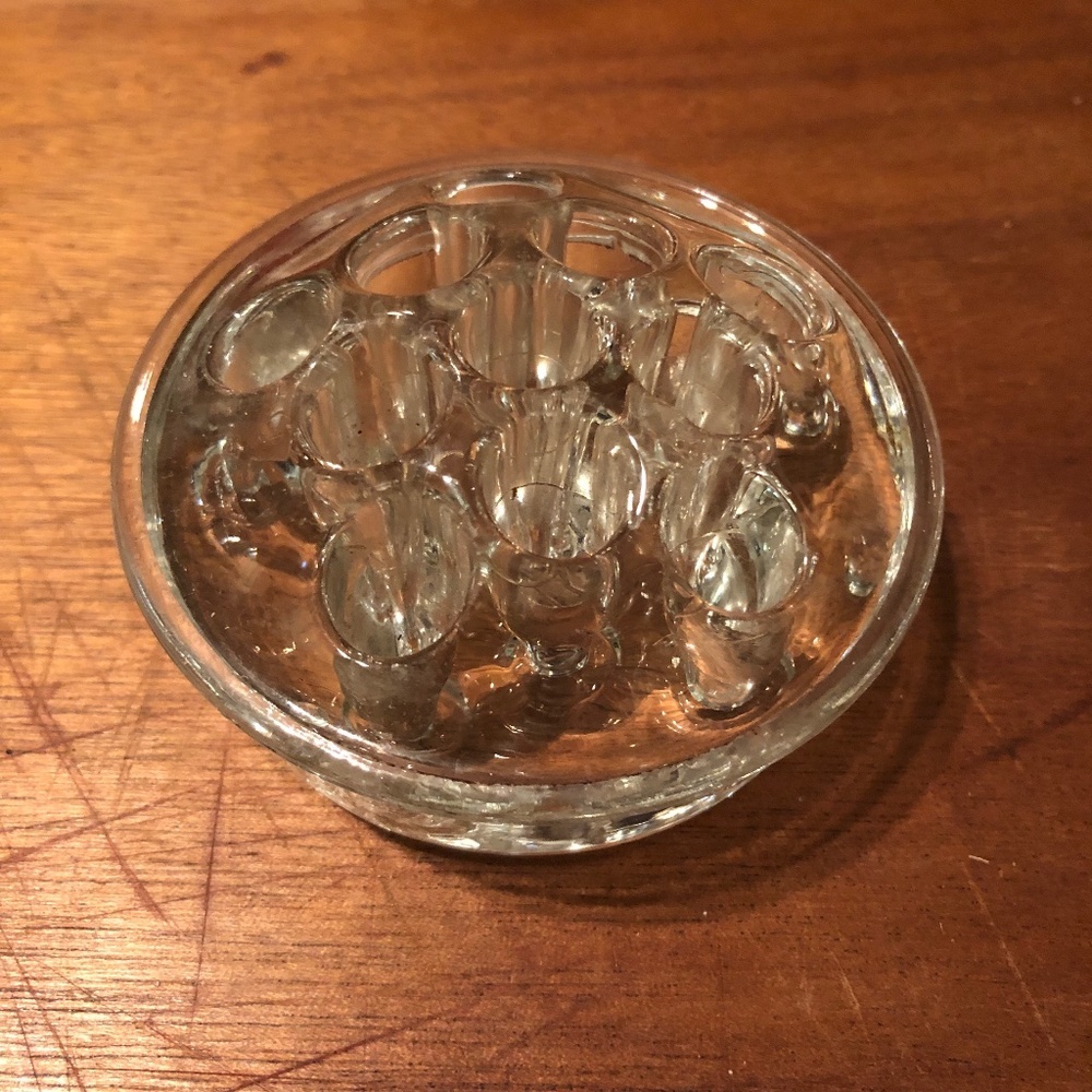 Retro glass flower frog for flower displays or for the frog collector